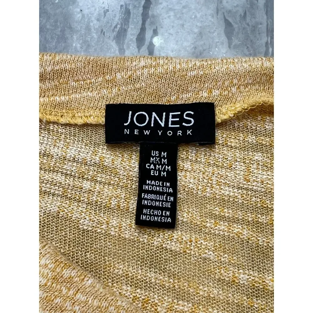 Jones New York Gold Marled Knit Top Draped Neck Size Medium